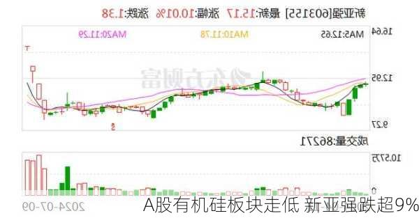 A股有机硅板块走低 新亚强跌超9%