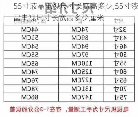 55寸液晶电视尺寸长宽高多少,55寸液晶电视尺寸长宽高多少厘米