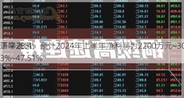 通宇通讯：预计2024年上半年净利润为2200万元~3000万元 同
下降28.43%~47.51%