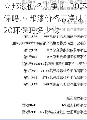 立邦漆价格表净味120环保吗,立邦漆价格表净味120环保吗多少钱