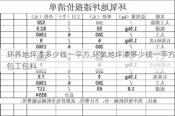 环养地坪漆多少钱一平方,环氧地坪漆多少钱一平方包工包料