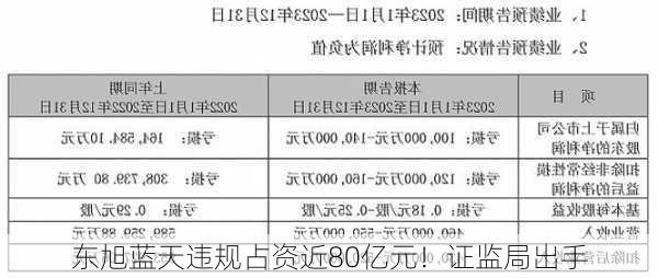 东旭蓝天违规占资近80亿元！证监局出手