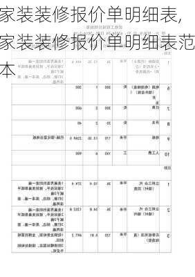 家装装修报价单明细表,家装装修报价单明细表范本