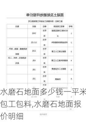 水磨石地面多少钱一平米包工包料,水磨石地面报价明细