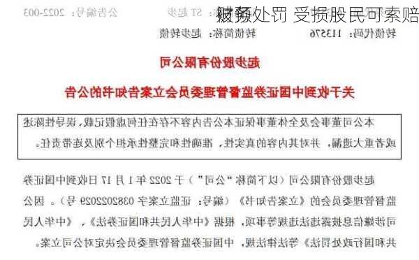 财务
被预处罚 受损股民可索赔