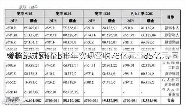 协鑫集成预计上半年实现营收78亿元至85亿元 同
增长39.15%至51.
%