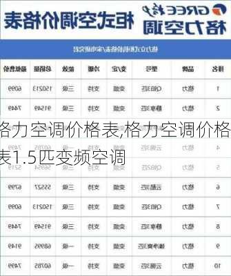 格力空调价格表,格力空调价格表1.5匹变频空调