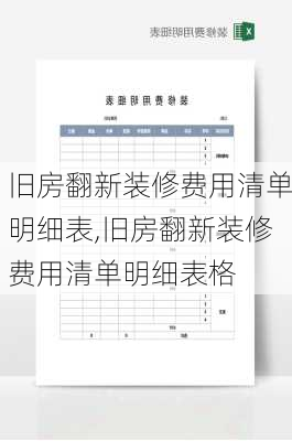 旧房翻新装修费用清单明细表,旧房翻新装修费用清单明细表格