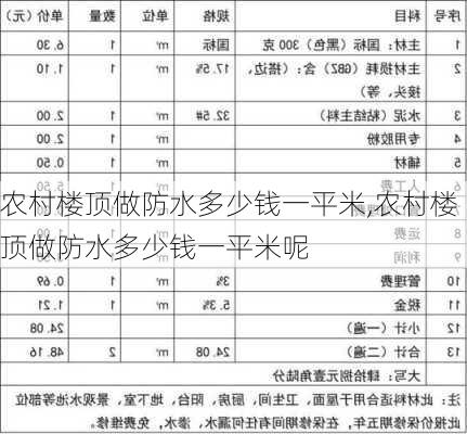 农村楼顶做防水多少钱一平米,农村楼顶做防水多少钱一平米呢