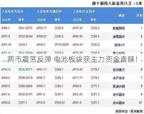 两市震荡反弹 电池板块获主力资金青睐！