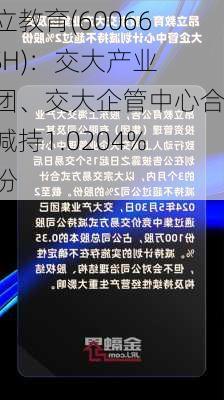 昂立教育(600661.SH)：交大产业集团、交大企管中心合计减持1.0204%股份