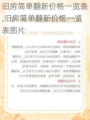 旧房简单翻新价格一览表,旧房简单翻新价格一览表图片