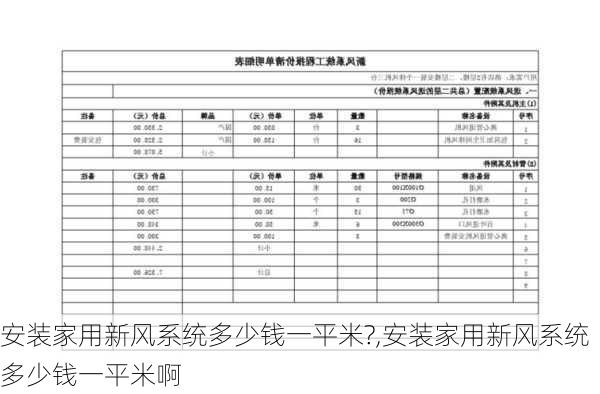 安装家用新风系统多少钱一平米?,安装家用新风系统多少钱一平米啊