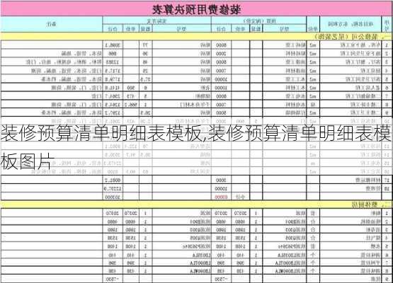 装修预算清单明细表模板,装修预算清单明细表模板图片