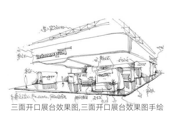 三面开口展台效果图,三面开口展台效果图手绘