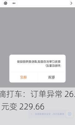 滴滴打车：订单异常 26.76 元变 229.66 元