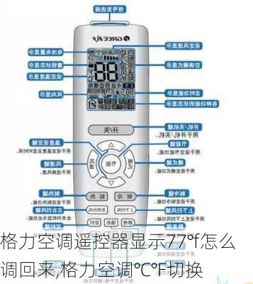 格力空调遥控器显示77°f怎么调回来,格力空调℃℉切换