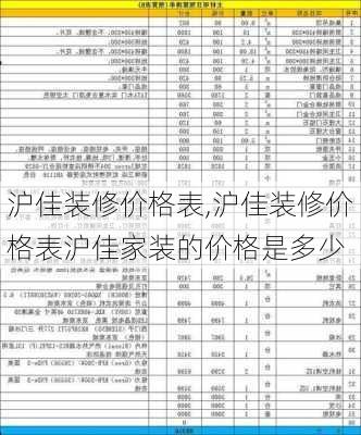 沪佳装修价格表,沪佳装修价格表沪佳家装的价格是多少