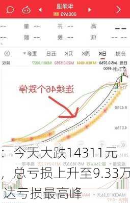 
：今天大跌14311元，总亏损上升至9.33万 达亏损最高峰