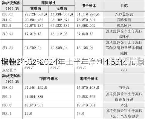 汉钟精机：2024年上半年净利4.53亿元 同
增长24.02%