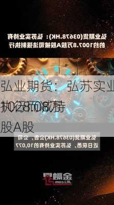 弘业期货：弘苏实业因司法强制执行而减持
1028.08万股A股