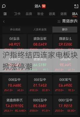 沪指终结四连家电板块掀涨停潮