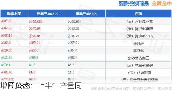 中国黄金：上半年产量同
增 0.58%