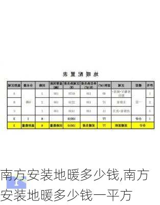 南方安装地暖多少钱,南方安装地暖多少钱一平方