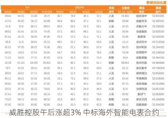 威胜控股午后涨超3% 中标海外智能电表合约