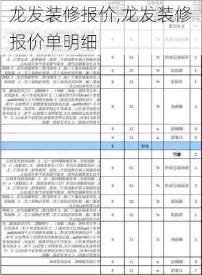 龙发装修报价,龙发装修报价单明细