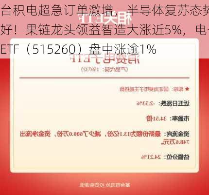 台积电超急订单激增，半导体复苏态势向好！果链龙头领益智造大涨近5%，电子ETF（515260）盘中涨逾1%