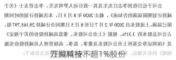 万润科技：
江拟减持不超1%股份