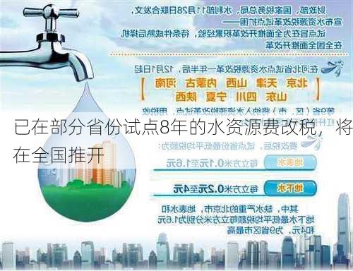 已在部分省份试点8年的水资源费改税，将在全国推开