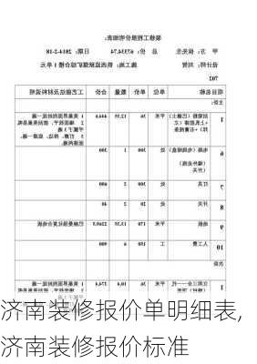 济南装修报价单明细表,济南装修报价标准