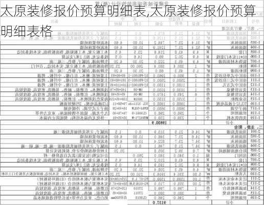 太原装修报价预算明细表,太原装修报价预算明细表格