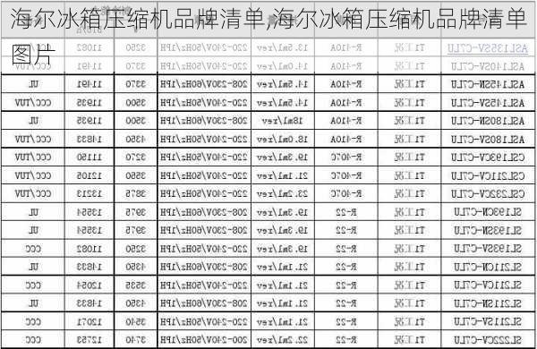 海尔冰箱压缩机品牌清单,海尔冰箱压缩机品牌清单图片