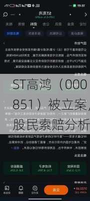 ST高鸿（000851）被立案，股民索赔分析