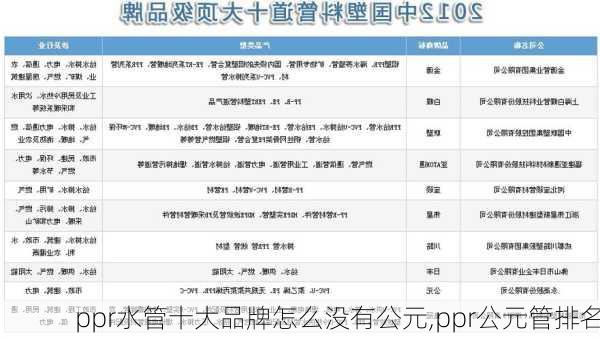 ppr水管十大品牌怎么没有公元,ppr公元管排名