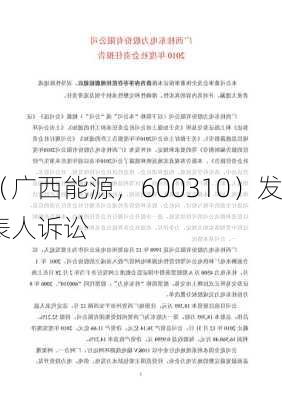 桂东电力（广西能源，600310）发
者诉讼公告，
者申请代表人诉讼