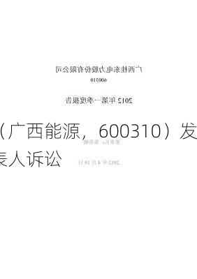 桂东电力（广西能源，600310）发
者诉讼公告，
者申请代表人诉讼