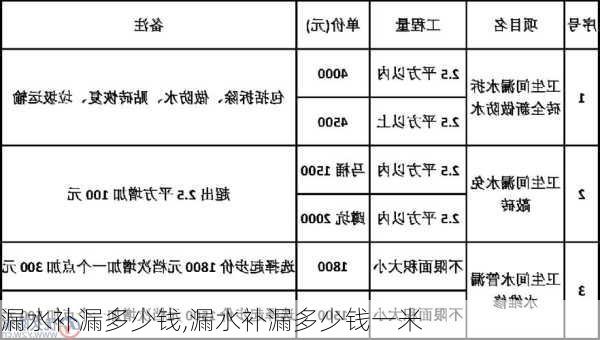 漏水补漏多少钱,漏水补漏多少钱一米