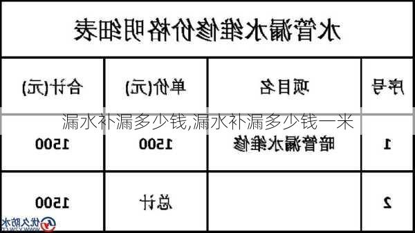 漏水补漏多少钱,漏水补漏多少钱一米