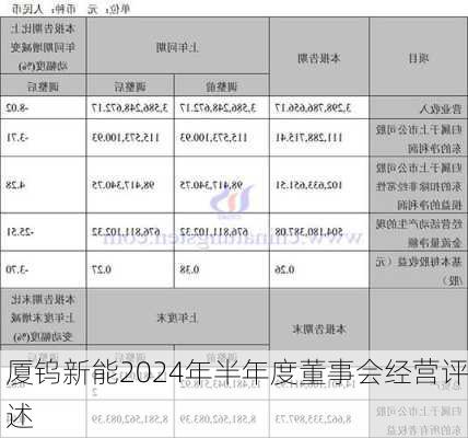 厦钨新能2024年半年度董事会经营评述