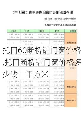 托田60断桥铝门窗价格,托田断桥铝门窗价格多少钱一平方米