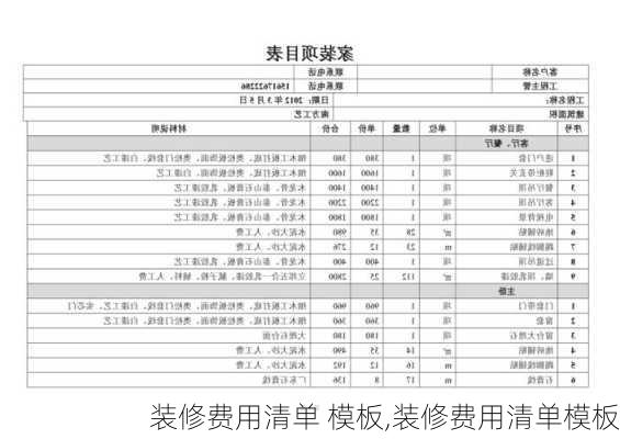 装修费用清单 模板,装修费用清单模板