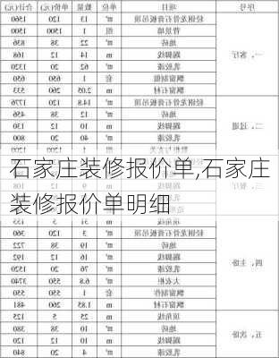 石家庄装修报价单,石家庄装修报价单明细