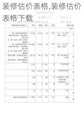 装修估价表格,装修估价表格下载