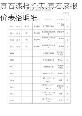 真石漆报价表,真石漆报价表格明细