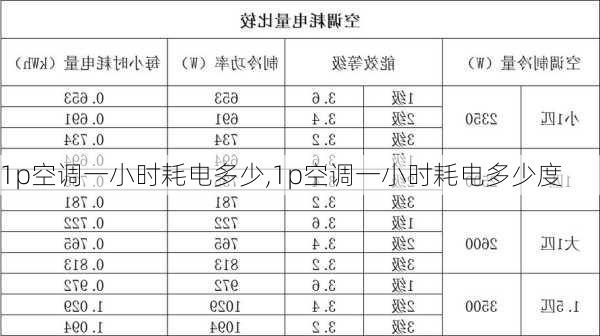 1p空调一小时耗电多少,1p空调一小时耗电多少度