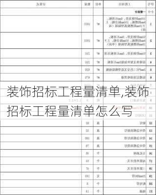 装饰招标工程量清单,装饰招标工程量清单怎么写